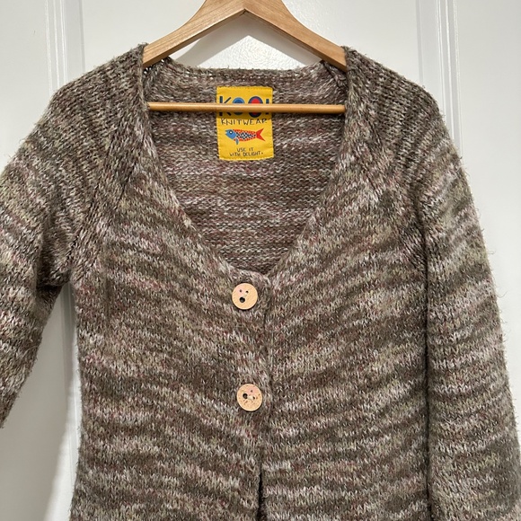 Kooi | Kooi Knitwear Women’s Large Two Button Cardigan Beige Brown Cream - Picture 4 of 9